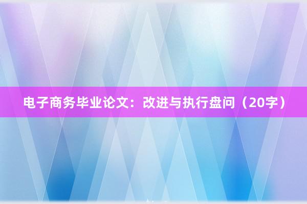 电子商务毕业论文：改进与执行盘问（20字）